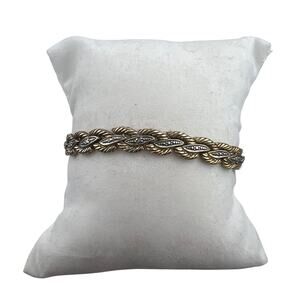 FAS Sterling Silver Vermeil Gold Plated Textured Bracelet Safety Clasp 7"